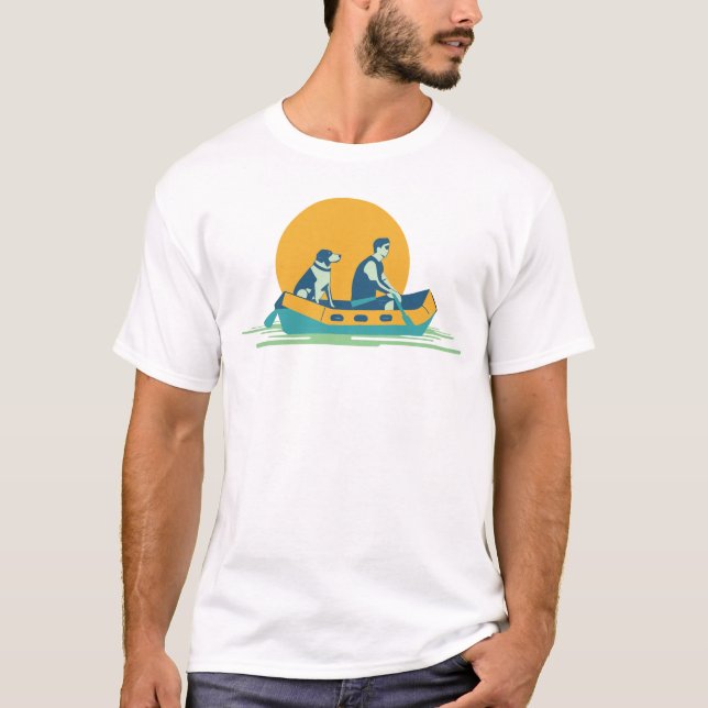 Dog in Rafting Boat T-Shirt (Vorderseite)