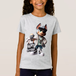  Dog in Sneakers and a Jacket, Happy Birthday, by  T-Shirt