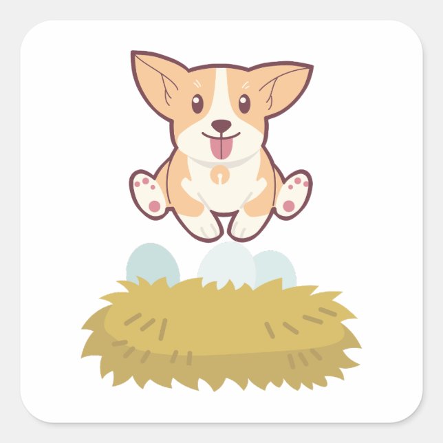 Dog in the egg quadratischer aufkleber (Vorderseite)