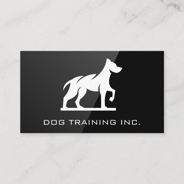 Dog-K9-Logo | Schwarzes Gloss Visitenkarte (Vorderseite)