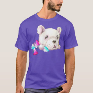 Dog kawaii niedlich und Erdbeere, Frankreich  T-Shirt