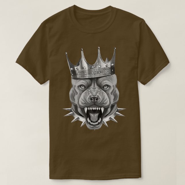 Dog King Pit Beast Crown Motivation Gym Arbeit T-Shirt (Design vorne)