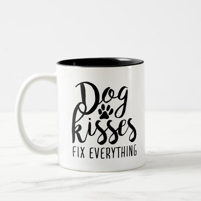 Dog Kisses Fix Alles K9 Quotes Sweet Dog Quot Zweifarbige Tasse (Links)