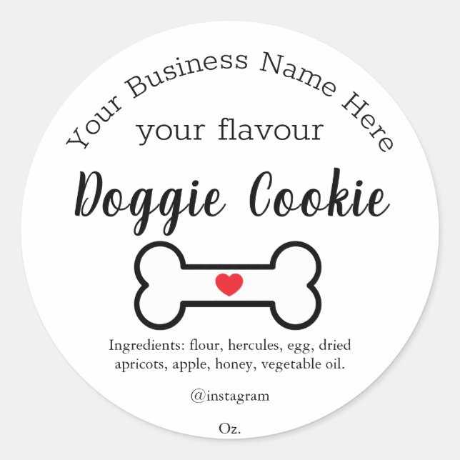 Dog Knochen Custom Doggie Cookie Runder Aufkleber (Vorderseite)
