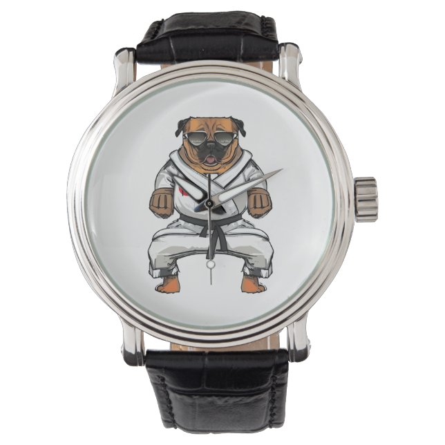 Dog Knows Karate Armbanduhr (Vorderseite)