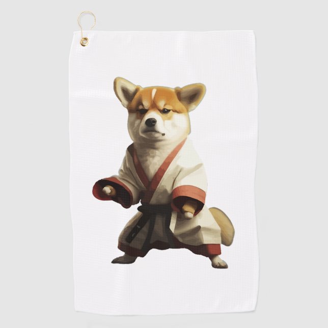Dog Knows Karate Golfhandtuch (Vorderseite)