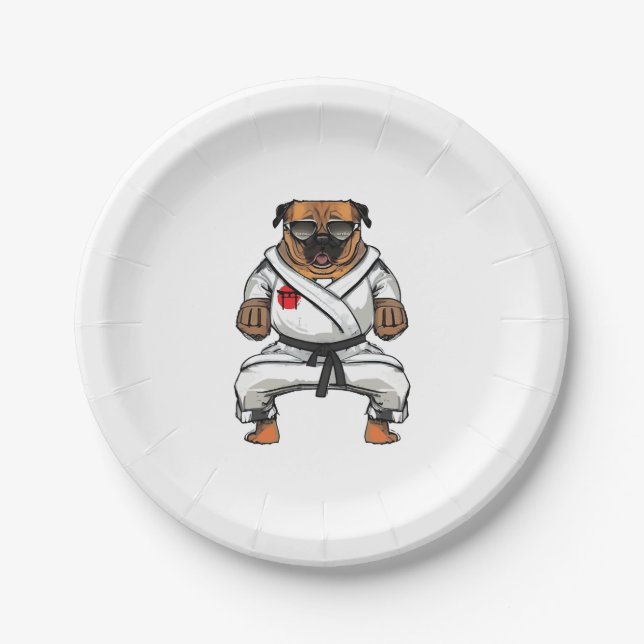 Dog Knows Karate Pappteller (Vorderseite)