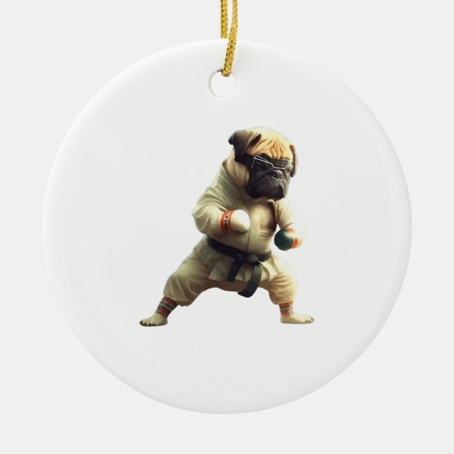Dog Knows Karate transformiert Keramik Ornament (Vorne)