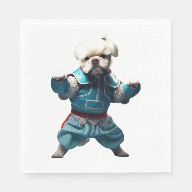 Dog Knows Karate transformiert Serviette (Vorderseite)
