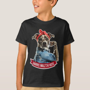 Dog Lady Kamala Harris Tim Walz Wahl T-Shirt
