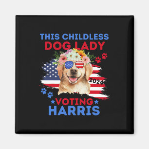 Dog Lady Vote Kamala Harris 2024 Golden Retriever Magnet