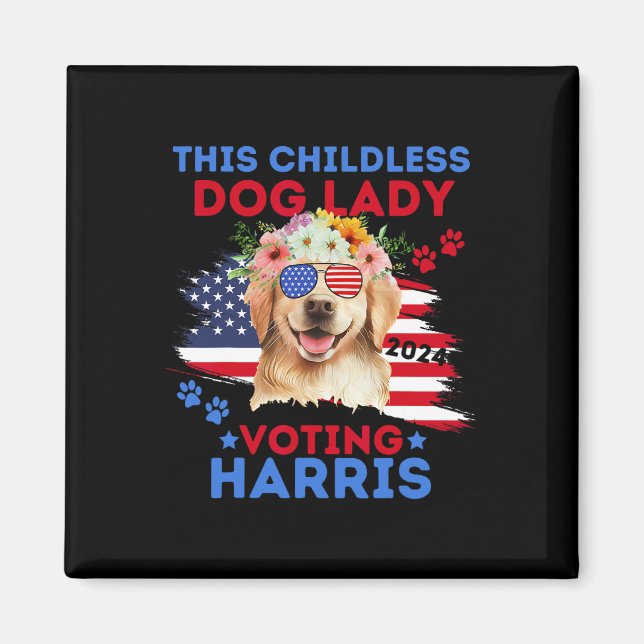 Dog Lady Vote Kamala Harris 2024 Golden Retriever Magnet (Vorne)