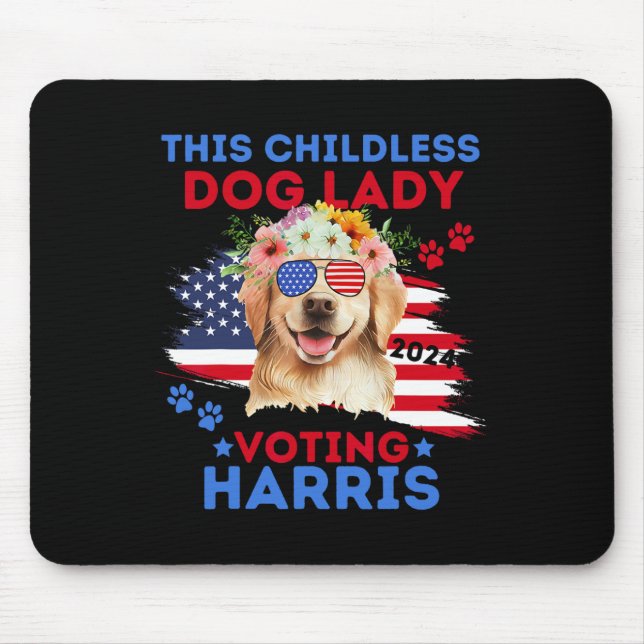 Dog Lady Vote Kamala Harris 2024 Golden Retriever Mousepad (Vorne)