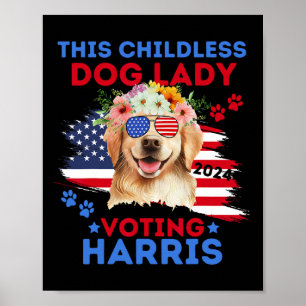 Dog Lady Vote Kamala Harris 2024 Golden Retriever Poster