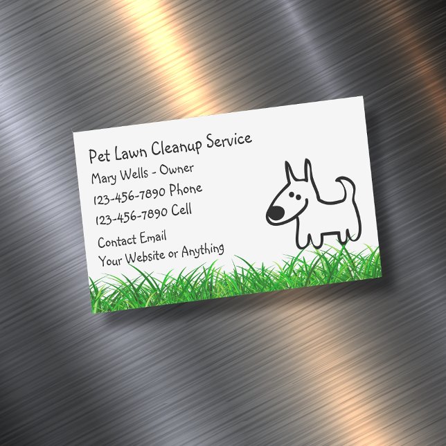 Dog Lawn Cleanup Simple Business Card Magnets (Créateur téléchargé)