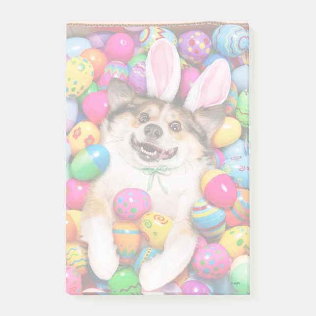 Dog Laying on Easter Eggs Post-it Klebezettel (Vorderseite)
