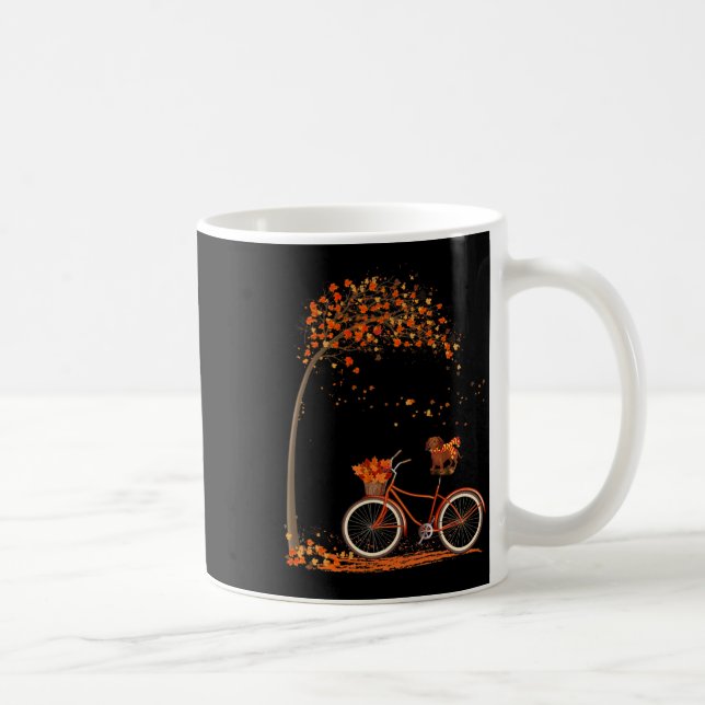 Dog Leaf Fall Autumn Cycling Fun Dachshund Lover Kaffeetasse (Rechts)