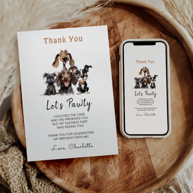 Dog Let's Pawty Birthday Dankeskarte (Von Creator hochgeladen)