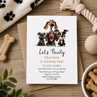 Dog Let's Pawty Birthday Einladung