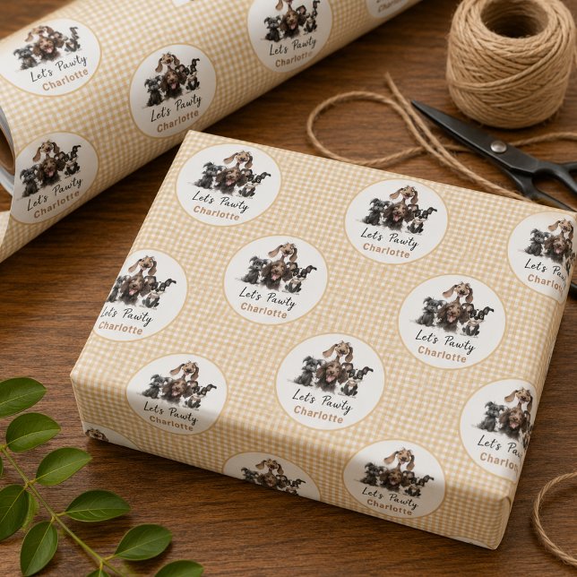 Dog Let's Pawty Birthday Geschenkpapier (Dog Let's Pawty Birthday Wrapping Paper)