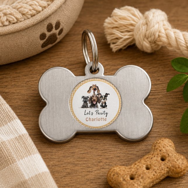 Dog Let's Pawty Birthday Tiermarke (Dog Let's Pawty Birthday Pet ID Tag)