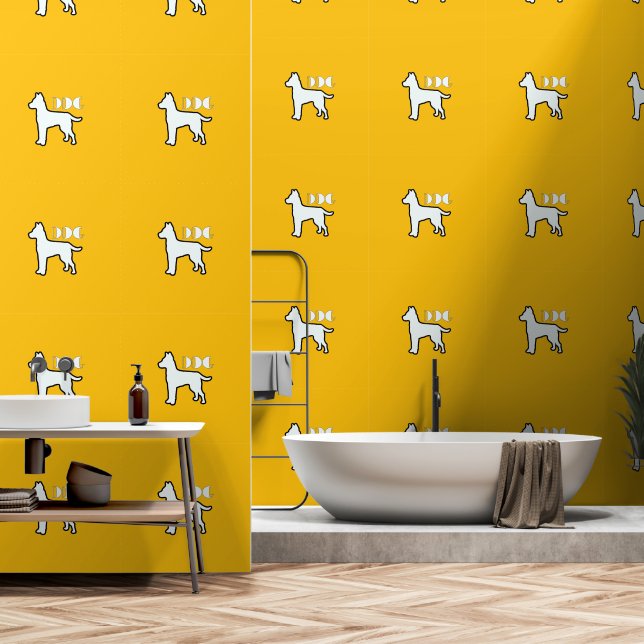 DOG-Logo Gelber Weißer Hund Haustier Tapete (Badezimmer)