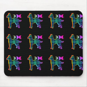 DOG-Logo grün Kariert auf Schwarz Mousepad