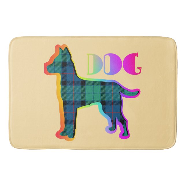 DOG-Logo Grün Kariert Badematte (Vorderseite)