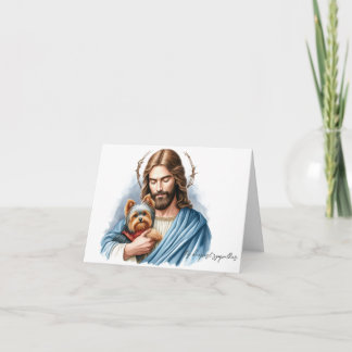 Dog Loss Beileid-Jesus mit Yorkie Karte