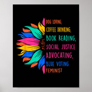 Dog Love Kaffee trinken Buch lesen Social Jus Poster