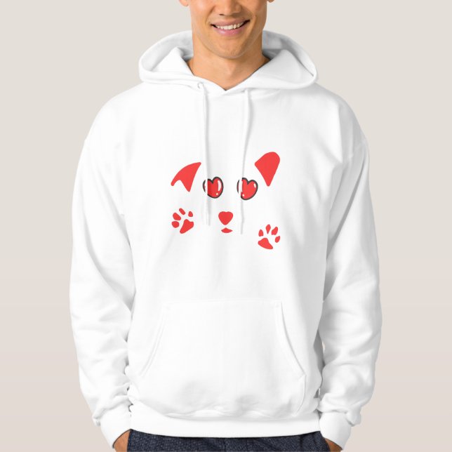 Dog Love Minimal Line Art – cute valentine art Hoodie (Vorderseite)