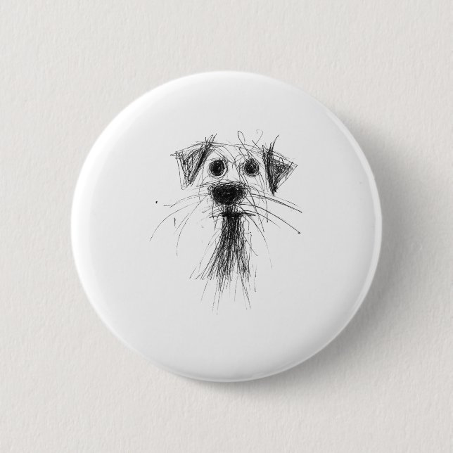 Dog Lover Abstrakt Scribble Art Niedlich Puppy Pup Button (Vorderseite)