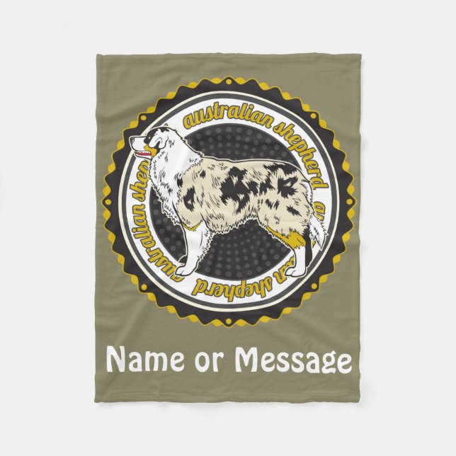 Dog Lover Australian Shepherd Individuelle Name Fleecedecke (Vorderseite)