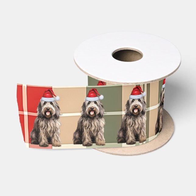 Dog Lover Bergamasco Rotes Grün Karierte Weihnacht Satinband (Spule)