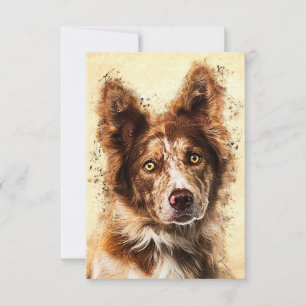 Dog Lover Border Collie Art RSVP Karte