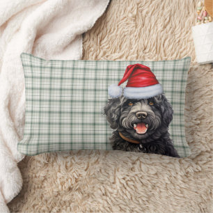 Dog Lover Christmas Barbet Green Kariert Lendenkissen