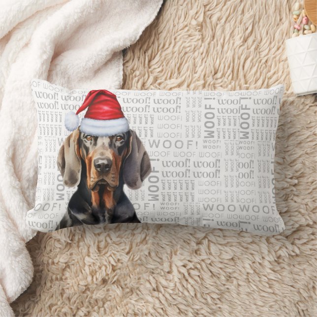 Dog Lover Christmas Black Tan Coonhound Holiday Lendenkissen (Decke)