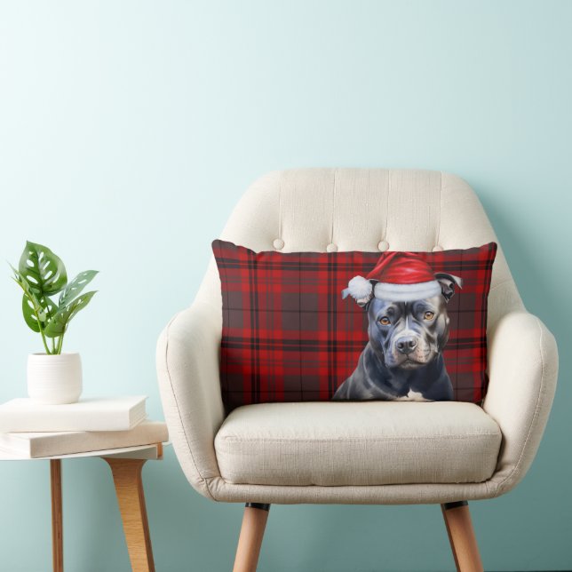 Dog Lover Christmas Bluenose Pitbull Holiday Karie Lendenkissen (Stuhl )