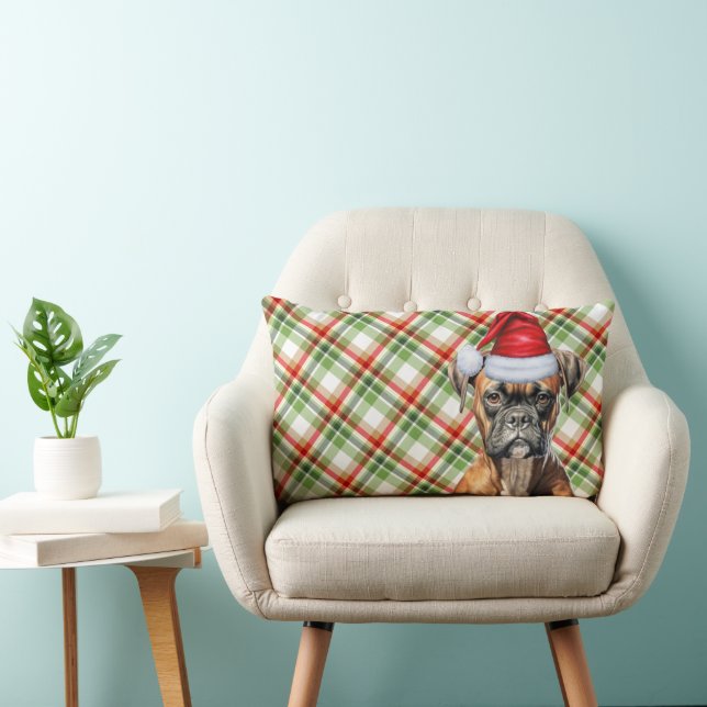 Dog Lover Christmas Boxer Dog und Holiday Kariert Lendenkissen (Stuhl )
