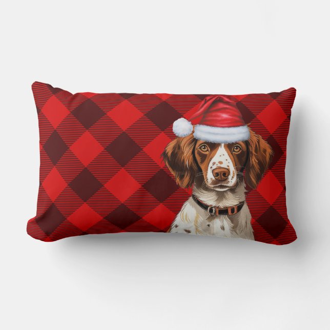 Dog Lover Christmas Brittany Spaniel Holiday Karie Lendenkissen (Vorderseite)
