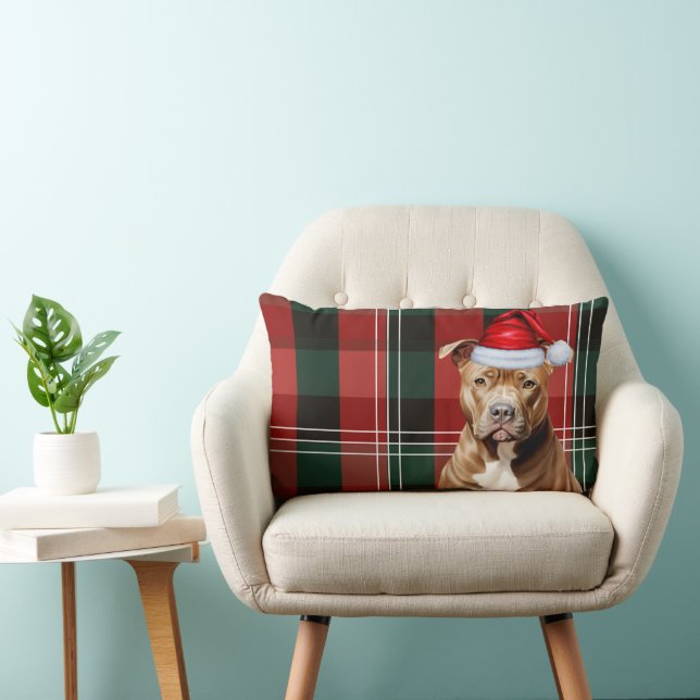 Dog Lover Christmas Brown Pitbull Holiday Kariert Lendenkissen (Stuhl )