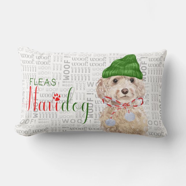 Dog Lover Christmas Cockapoo Santa Lendenkissen (Vorderseite)