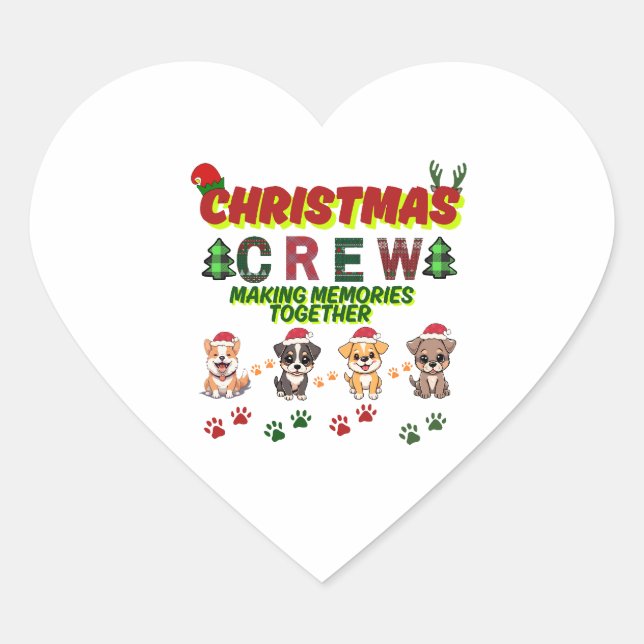 Dog Lover Christmas Family-Christmas crew dogs  Herz-Aufkleber (Vorderseite)