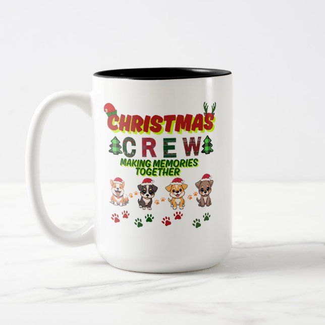 Dog Lover Christmas Family-Christmas crew dogs  Zweifarbige Tasse (Links)