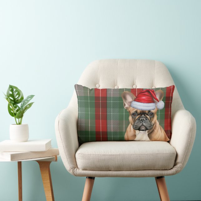 Dog Lover Christmas French Bulldog Holiday Plaid Lendenkissen (Stuhl )