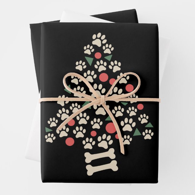 Dog Lover Christmas Paw Tree Paws Holiday Geschenk Geschenkpapier Set (Beispiel)