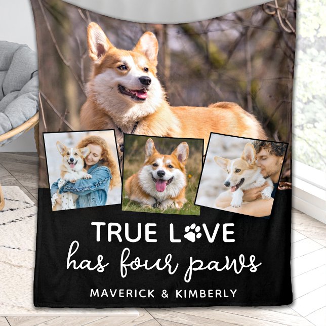 Dog Lover Custom 4 Foto Collage Pet Wahre Liebe Fleecedecke (Von Creator hochgeladen)