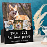 Dog Lover Custom 4 Foto Collage Pet Wahre Liebe Fotoplatte<br><div class="desc">Wahre Liebe hat vier Paws! Feiern Sie Ihre beste Freundin mit einer individuellen, einzigartigen Hunde Foto Collage Plakette und bewahren Sie Sake. Überraschen Sie Ihren Lieblingshundliebhaber, ob Geburtstag, Muttertag, Valentinstag oder Weihnachten mit diesem niedlichen Liebe Foto Hund Bilderrahmen. Diese wahre Liebe mit Pfotendruck-Hundeschild-Foto-Plakette ist das ideale Geschenk für sich selbst,...</div>