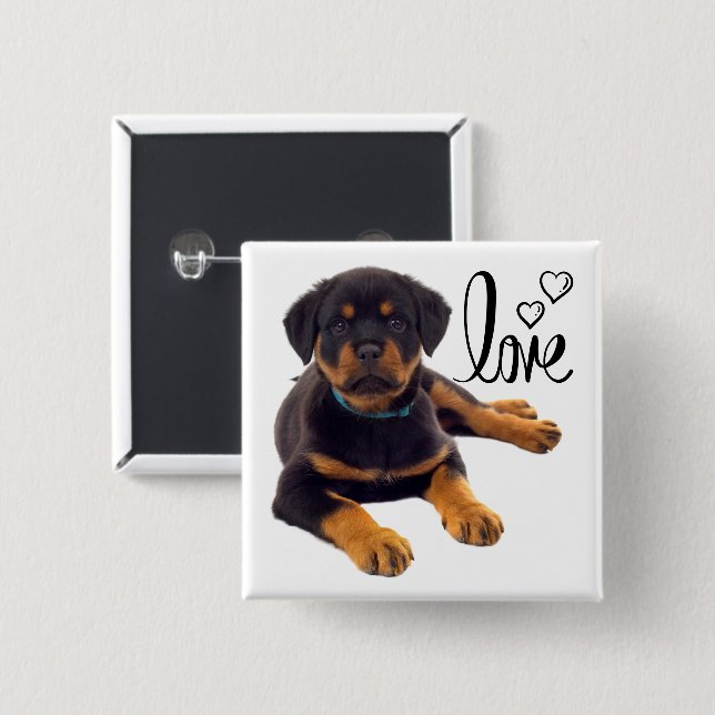 Dog Lover Cute Puppy Love Rottweiler Button (Vorne & Hinten)
