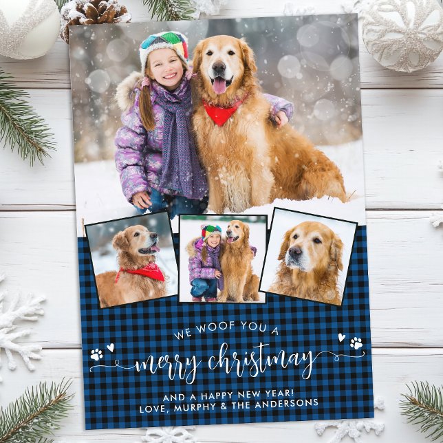 Dog Lover Frohe Weihnachten Blue Kariert Foto Coll (Von Creator hochgeladen)